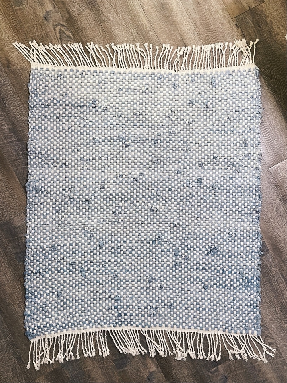 Light Blue Denim Handwoven Rag Rug - Picture 2 of 2